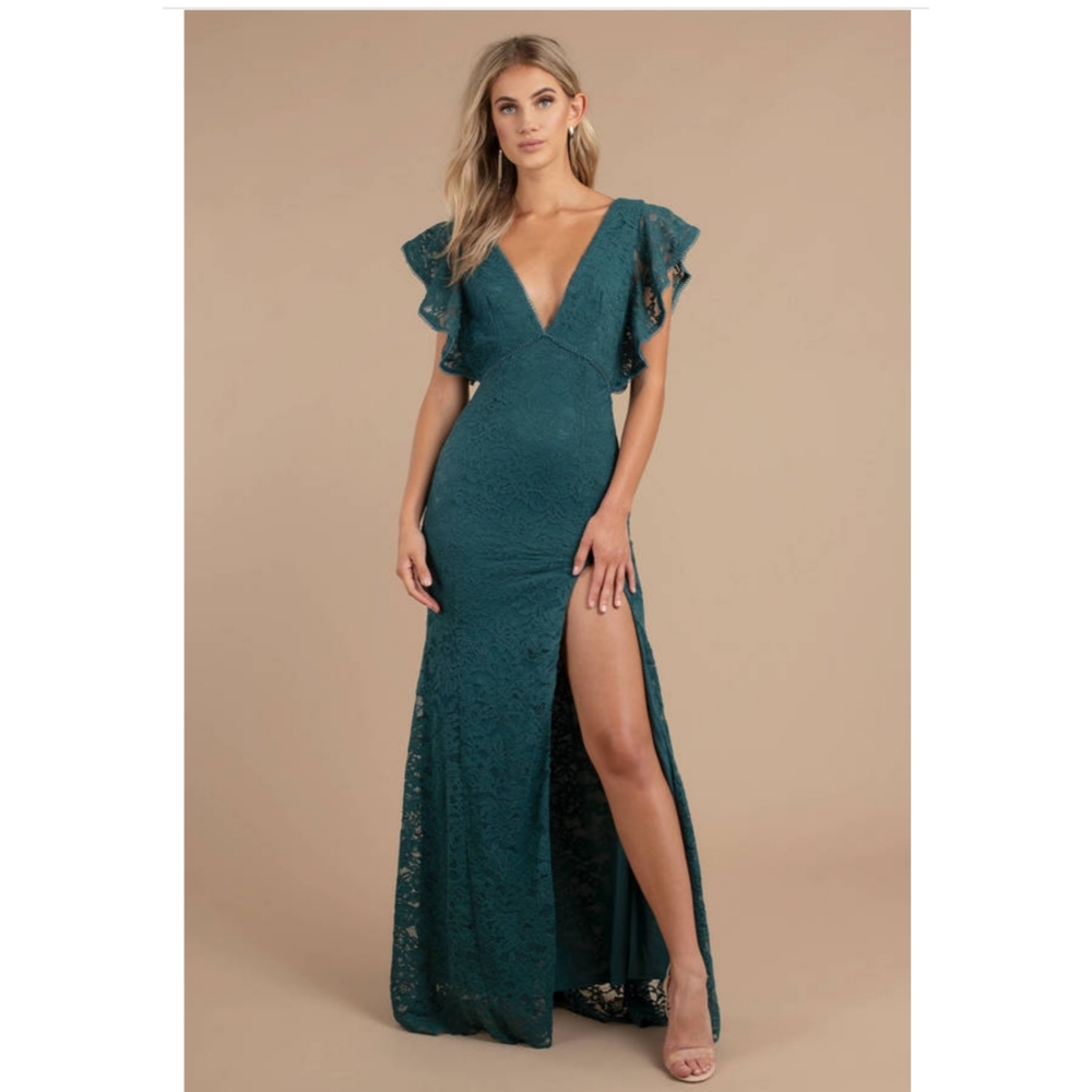 FEEL FOR YOU EMERALD LACE MAXI DRESS